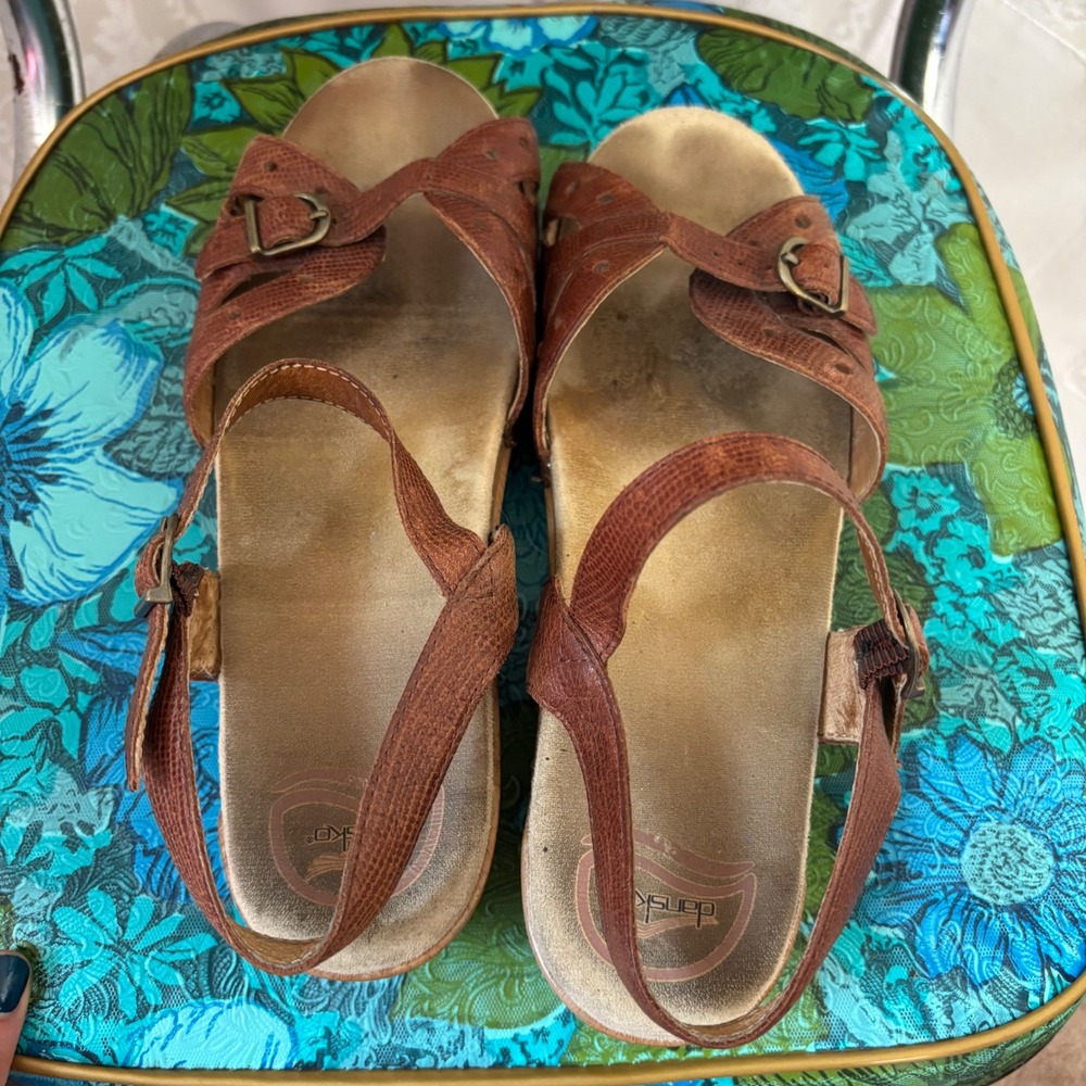 Dansko Cognac Brown Leather Boho Sissy Sandals Women's EU Size 41 US 10.5-11 - Picture 7 of 10